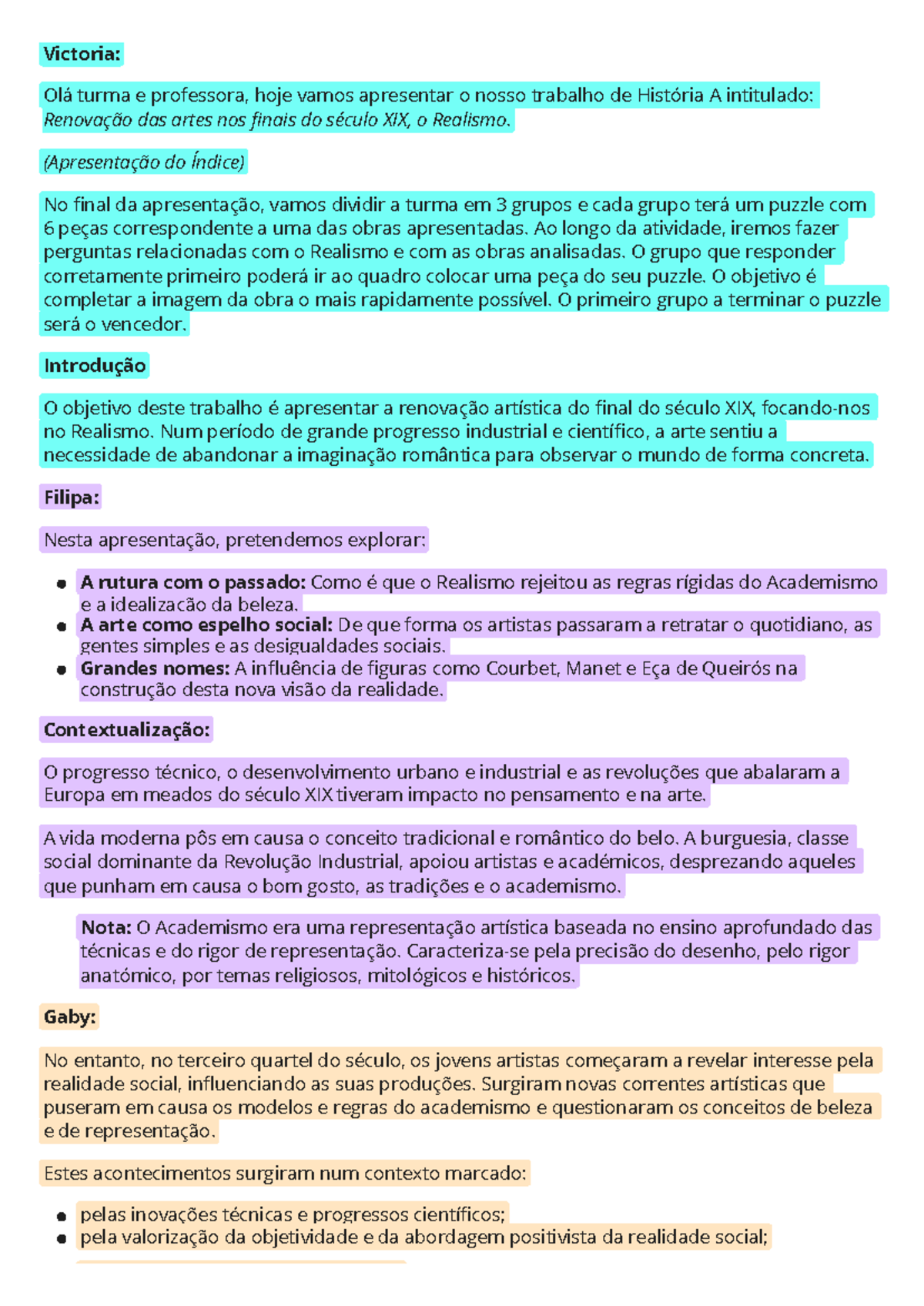 História A 11.º Ano: Renovação das Artes e o Realismo do Século XIX ...