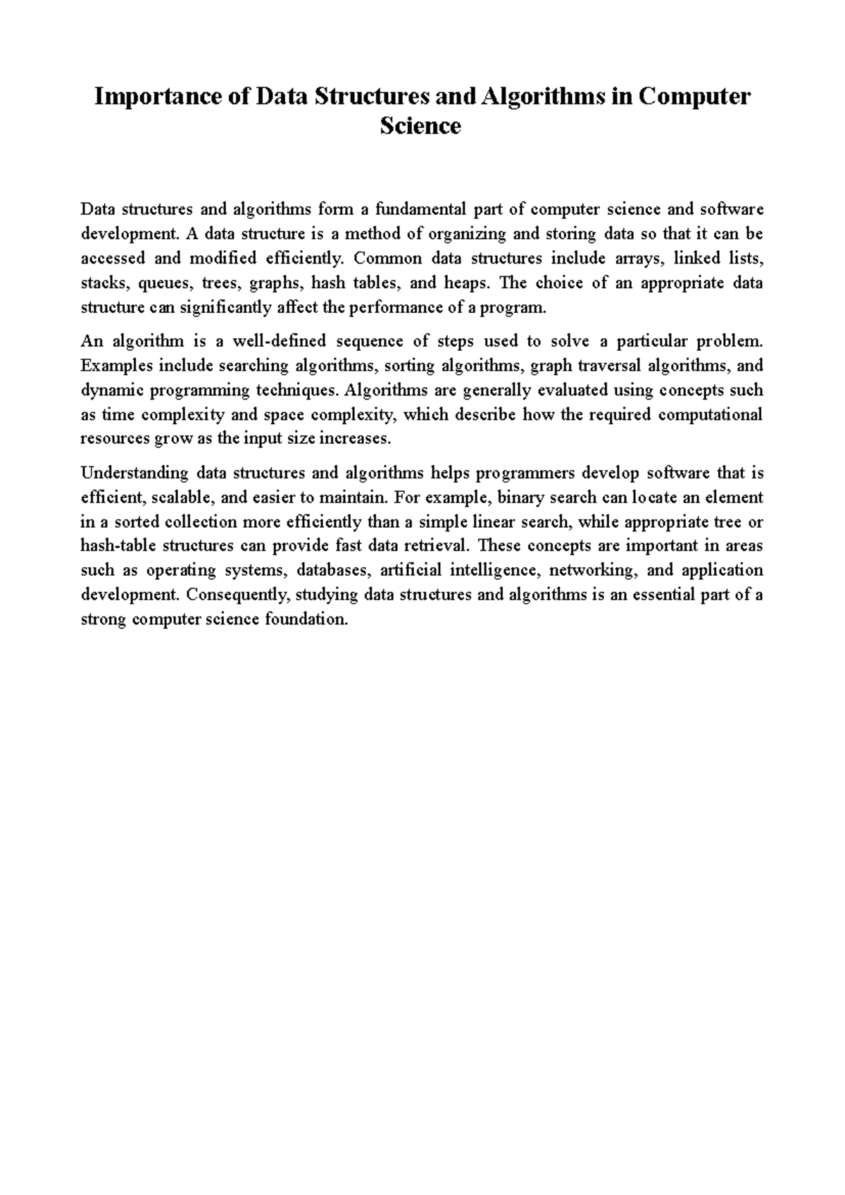 DSA Importance: Key Concepts in Computer Science Fundamentals - Studocu