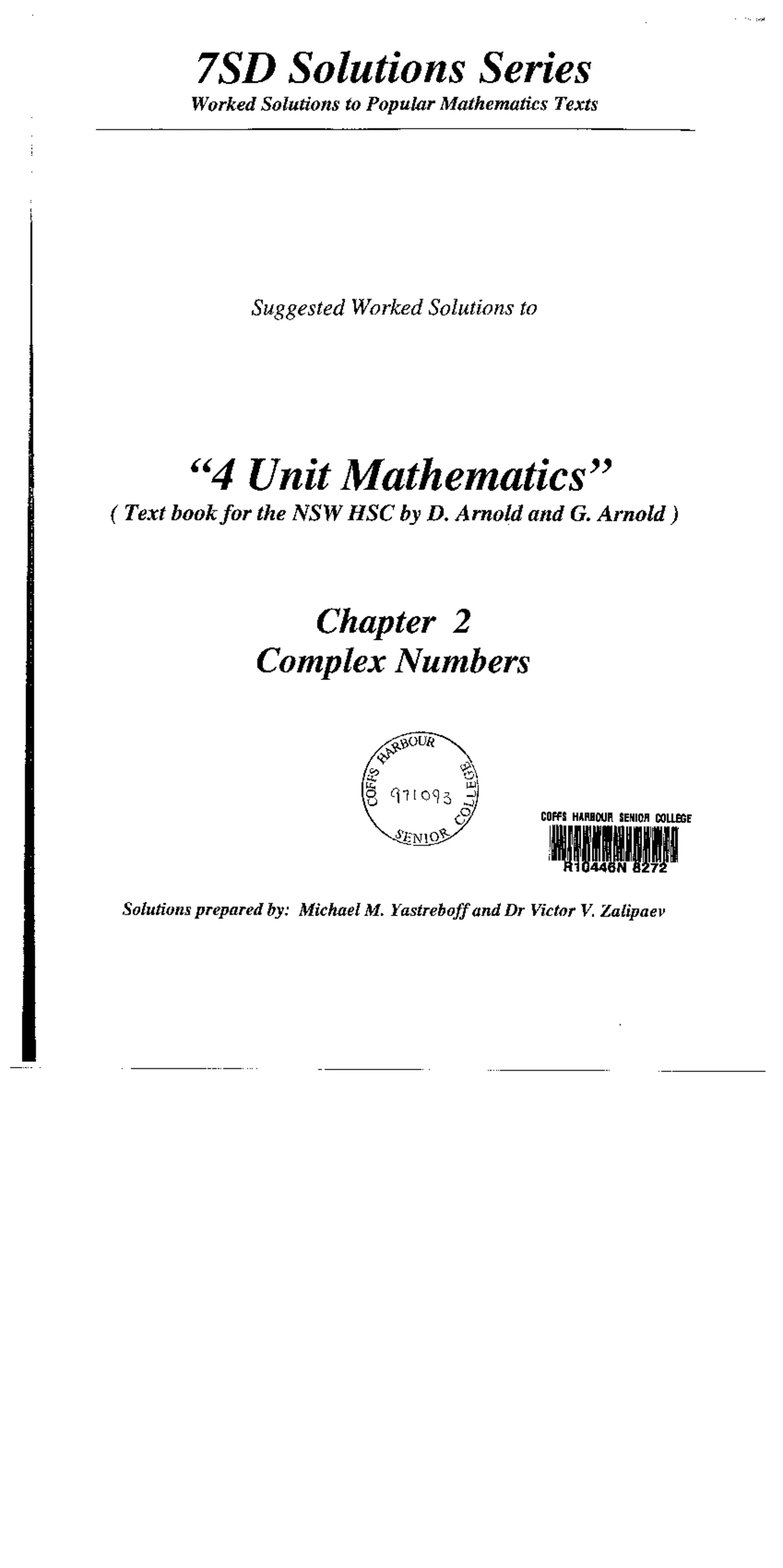 7SD Specimen Papers Solutions for Popular Mathematics Texts - Studocu