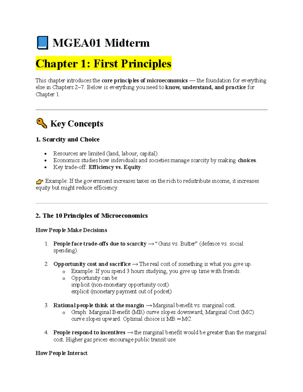 MGEA01 Midterm Notes: Chapter 1 - First Principles of Microeconomics ...