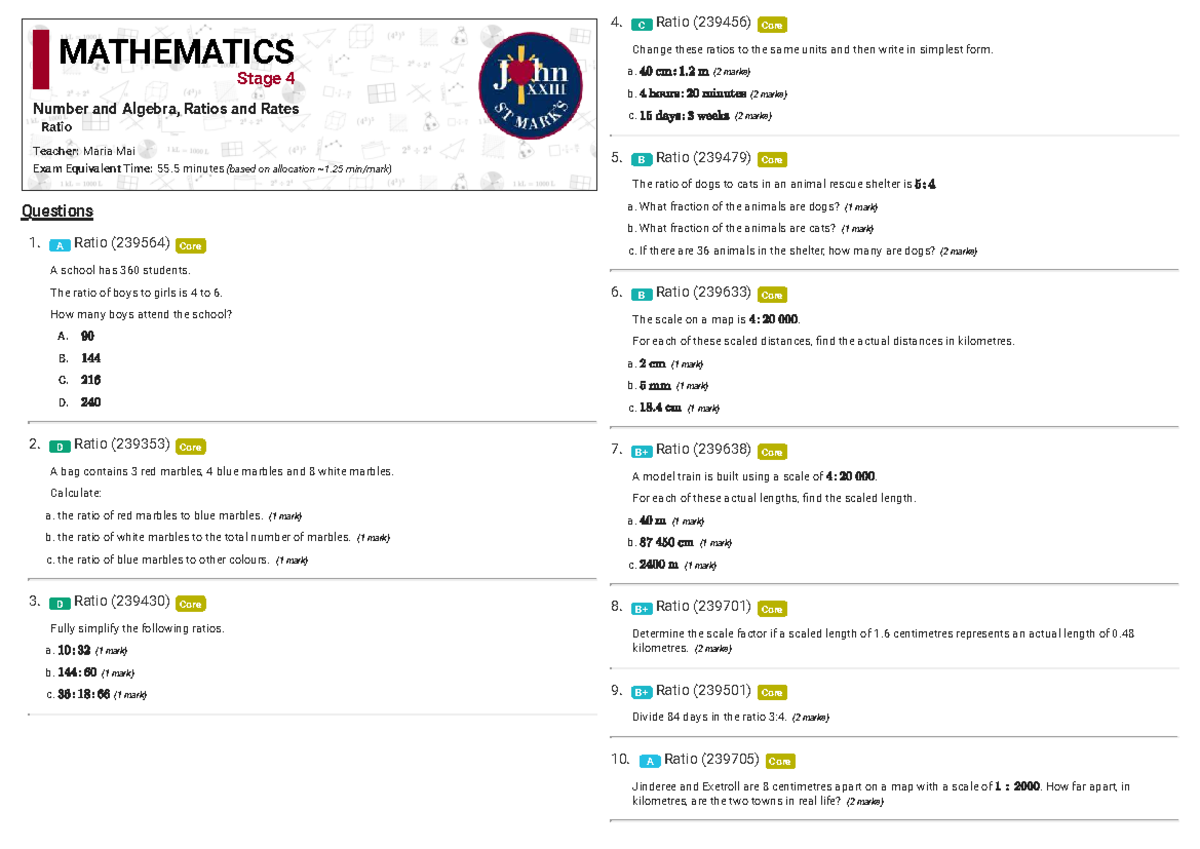 Ratios Revision Pack - Practice Material on Ratio (MATH 239456) - Studocu