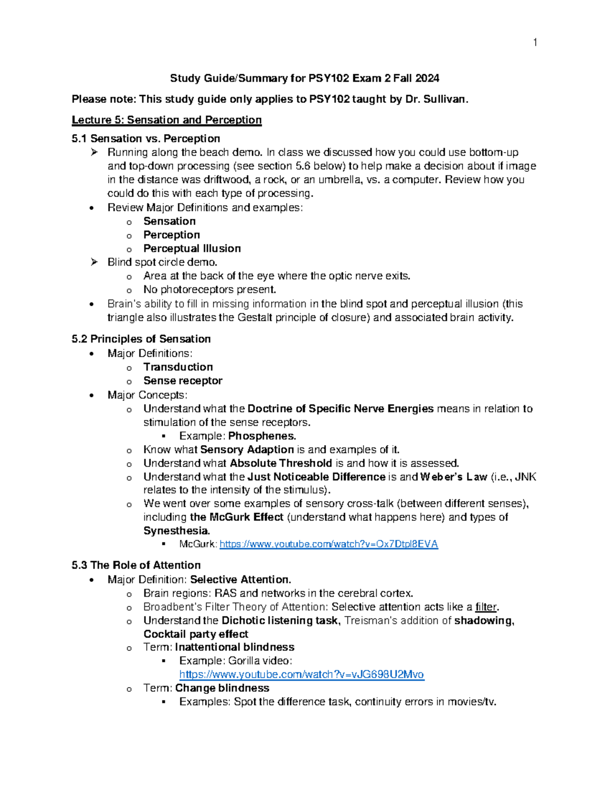 PSY102 Study Guide for Exam 2: Sensation, Perception, and Learning ...