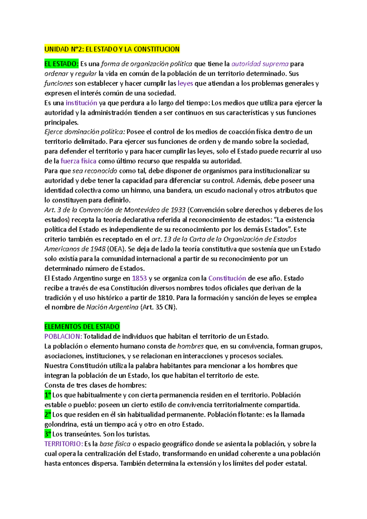 Unidad 2 Derecho - UNIDAD N°2: EL ESTADO Y LA CONSTITUCION EL ESTADO ...