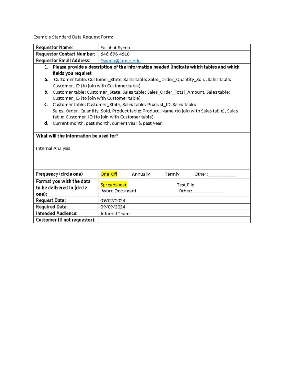 Lab 2-1 Data Request Form: Standard Info Collection Template - Studocu