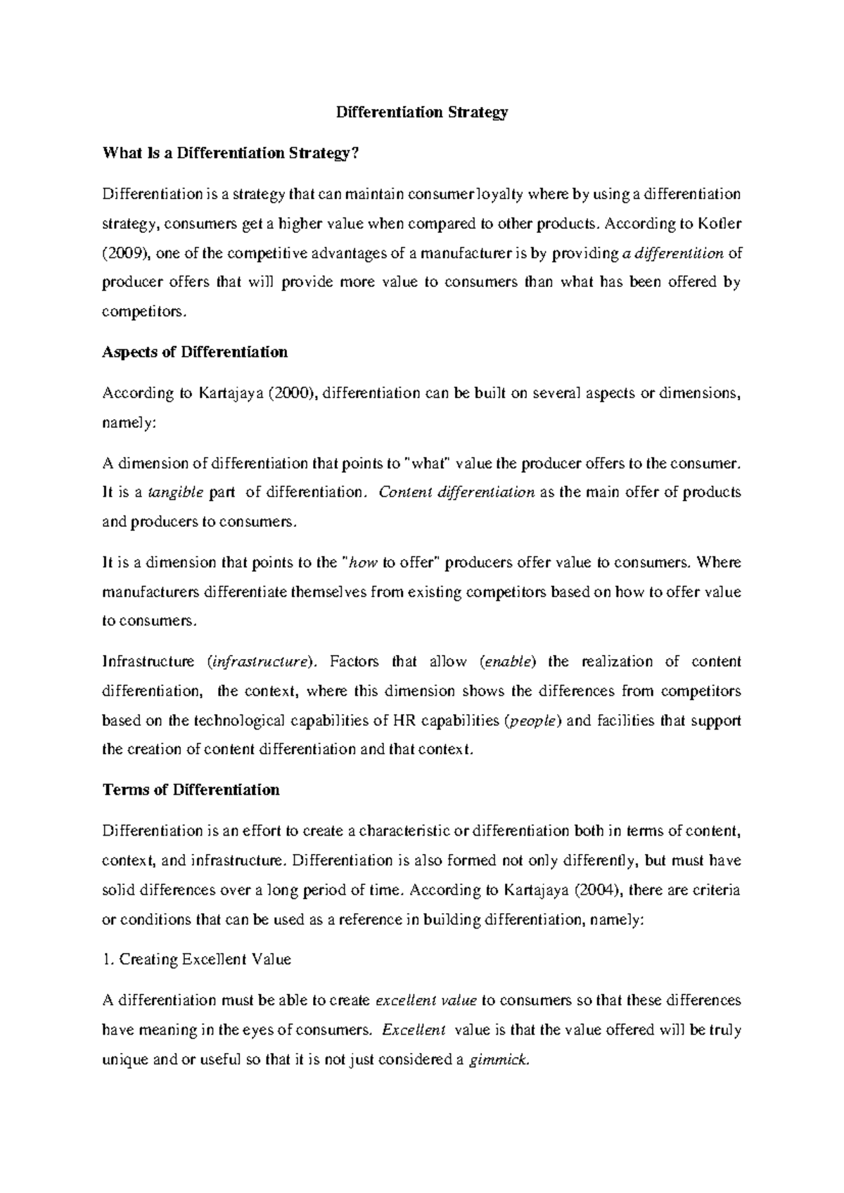 Differentiation Strategy Overview: Key Concepts and Insights - Studocu