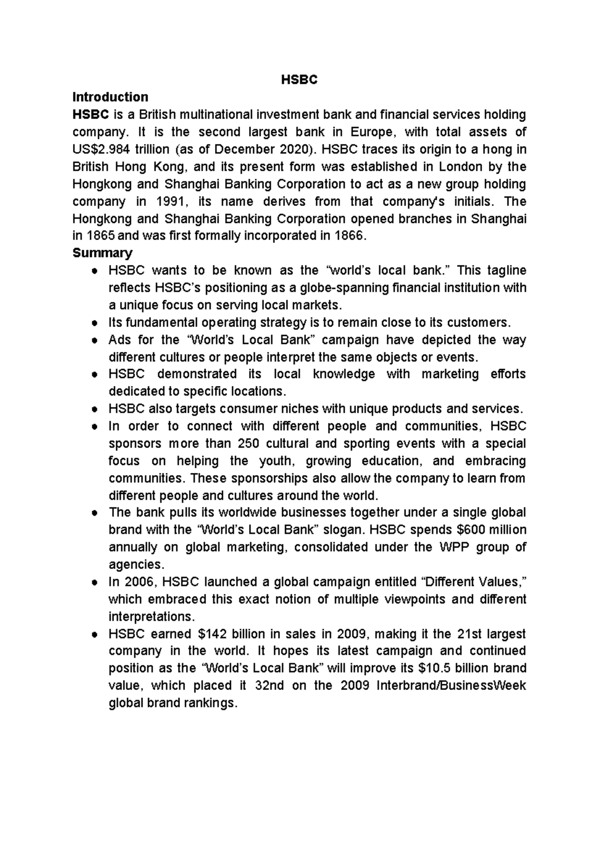 Case Study: HSBC’s 