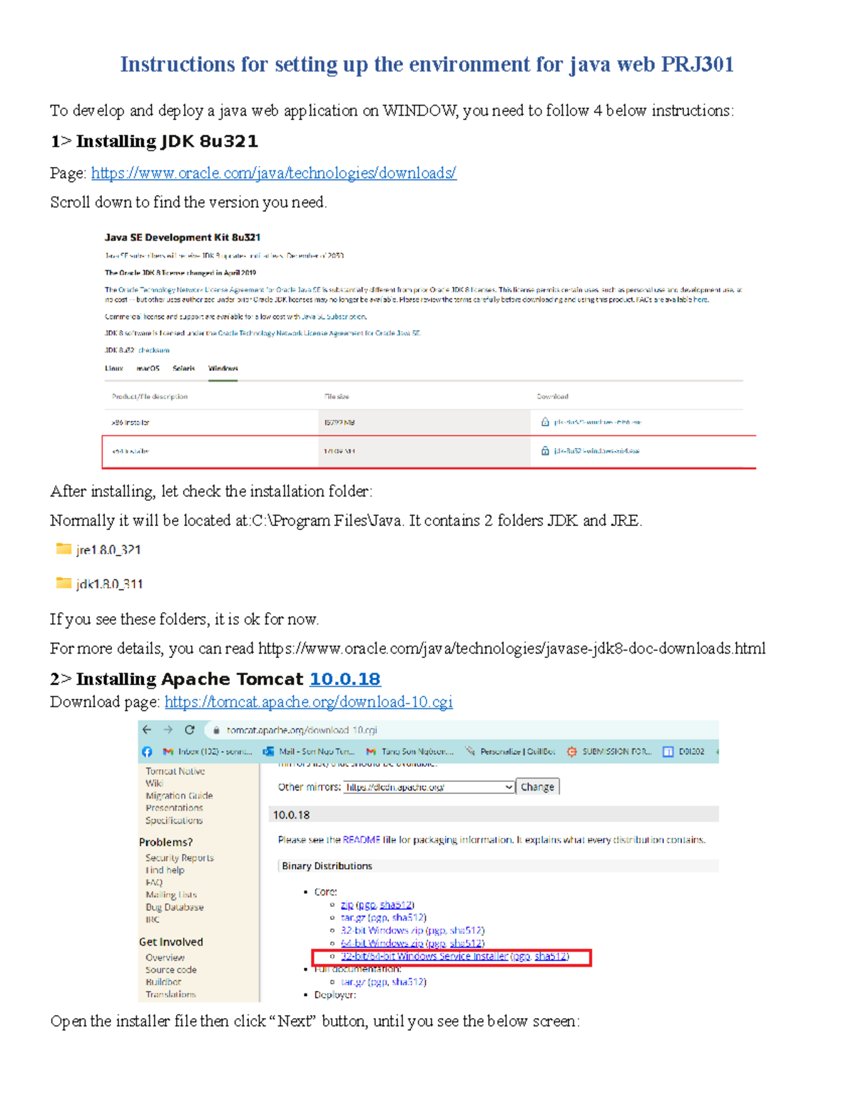 Setup Instructions for Java Web Application PRJ301 - Studocu