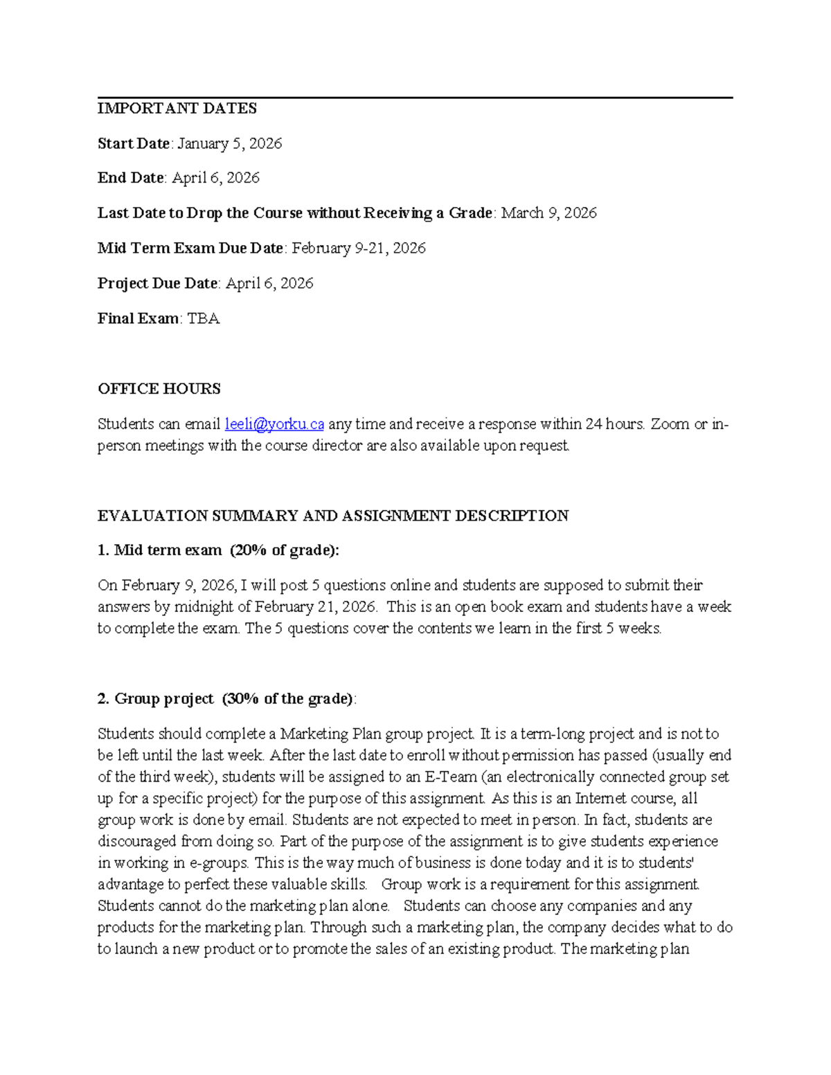 Assignments Overview and Important Dates for Course 2200 O (2026) - Studocu