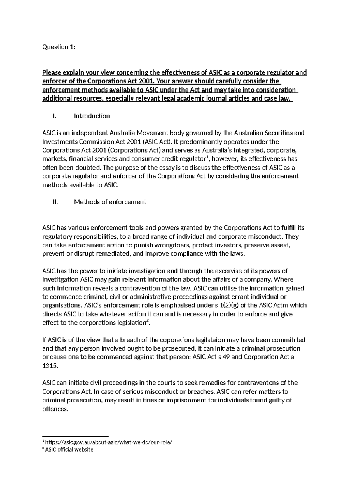 Effectiveness of ASIC as a Regulator: An Analysis of Enforcement ...