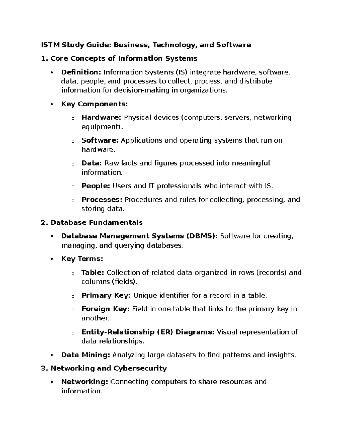 ISTM Study Guide: Core Concepts in Information Systems - Studocu