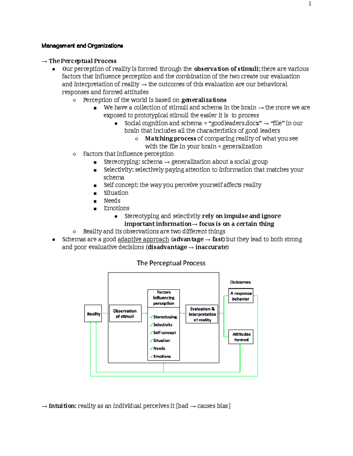 Management and Organizations - Study Guide - → The Perceptual Process ...