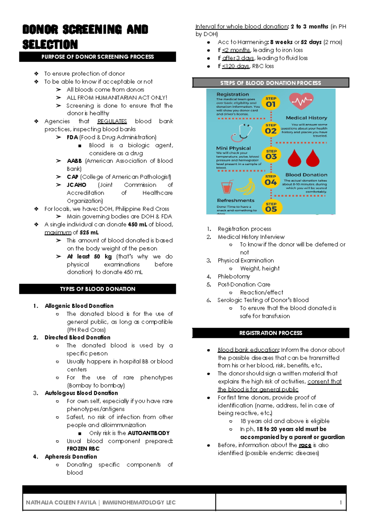 BB DONOR SCREEN & TRANSFUSION - DONOR SCREENING AND SELECTION PURPOSE ...