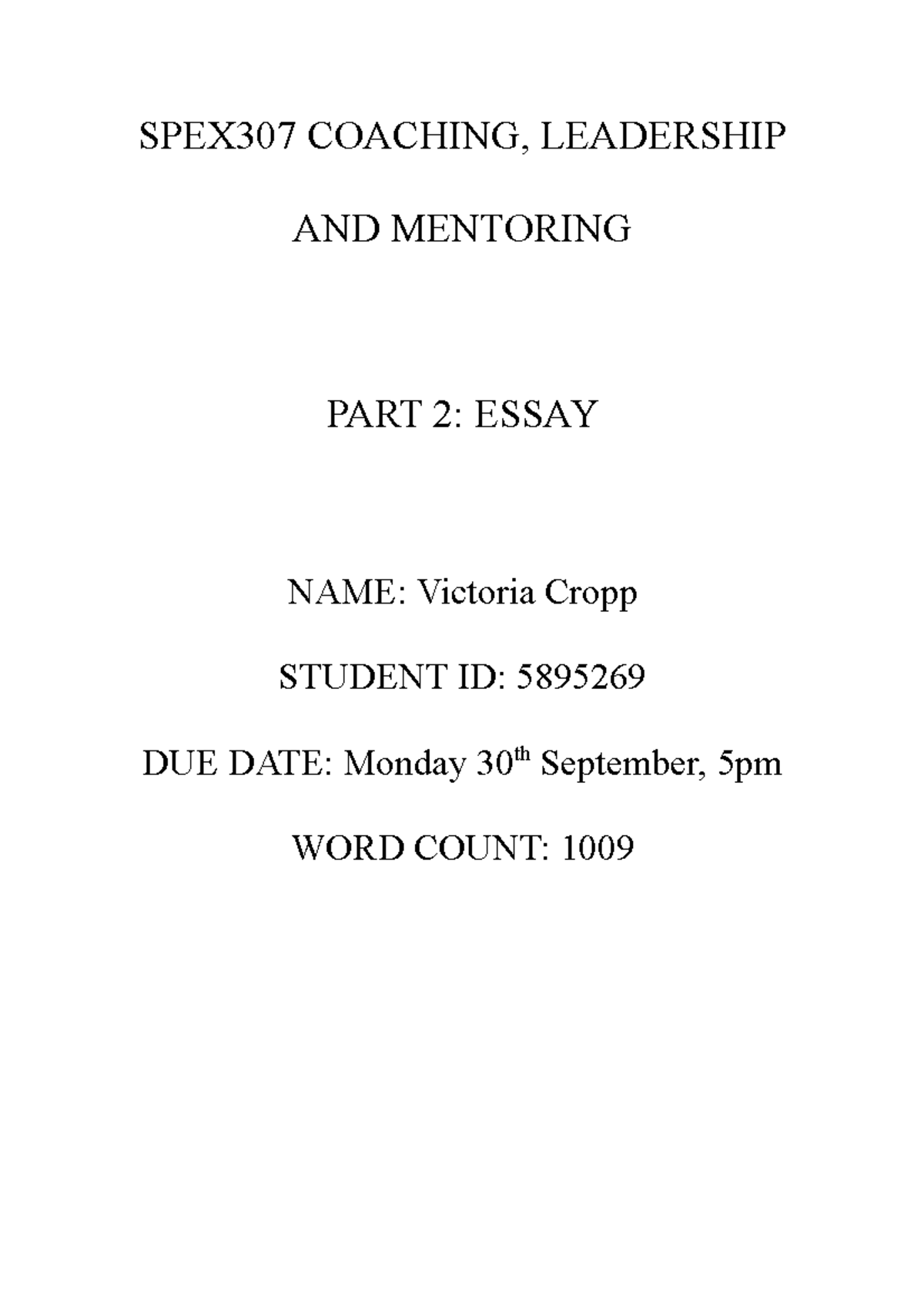SPEX307 Final Essay on Coaching & Leadership: Graham Henry's Ethics ...