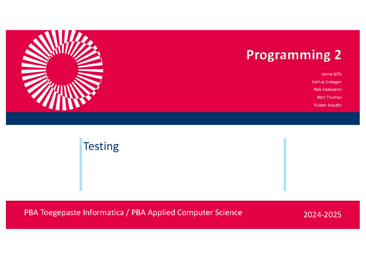 Programming 2: Testing & Code Correctness with Pytest - 2024-2025 - Studocu