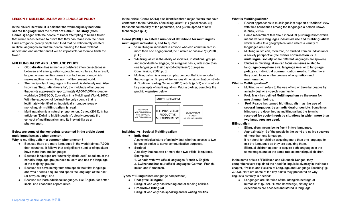 ENGL 503 Lesson 1: Understanding Multilingualism & Language Policies ...