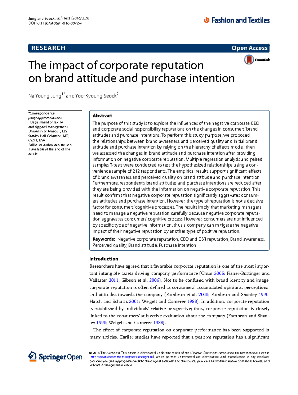 The Impact of Corporate Reputation on Brand Attitude and Purchase ...