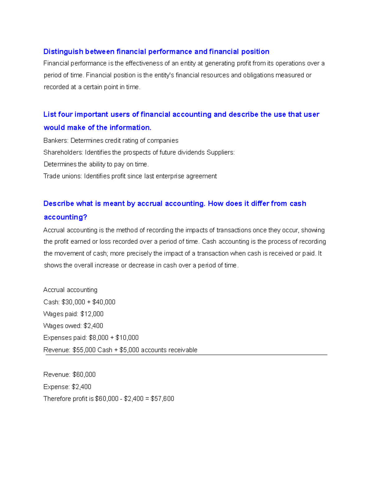 Week 1 1140 Homework: Financial Performance vs. Position Analysis - Studocu