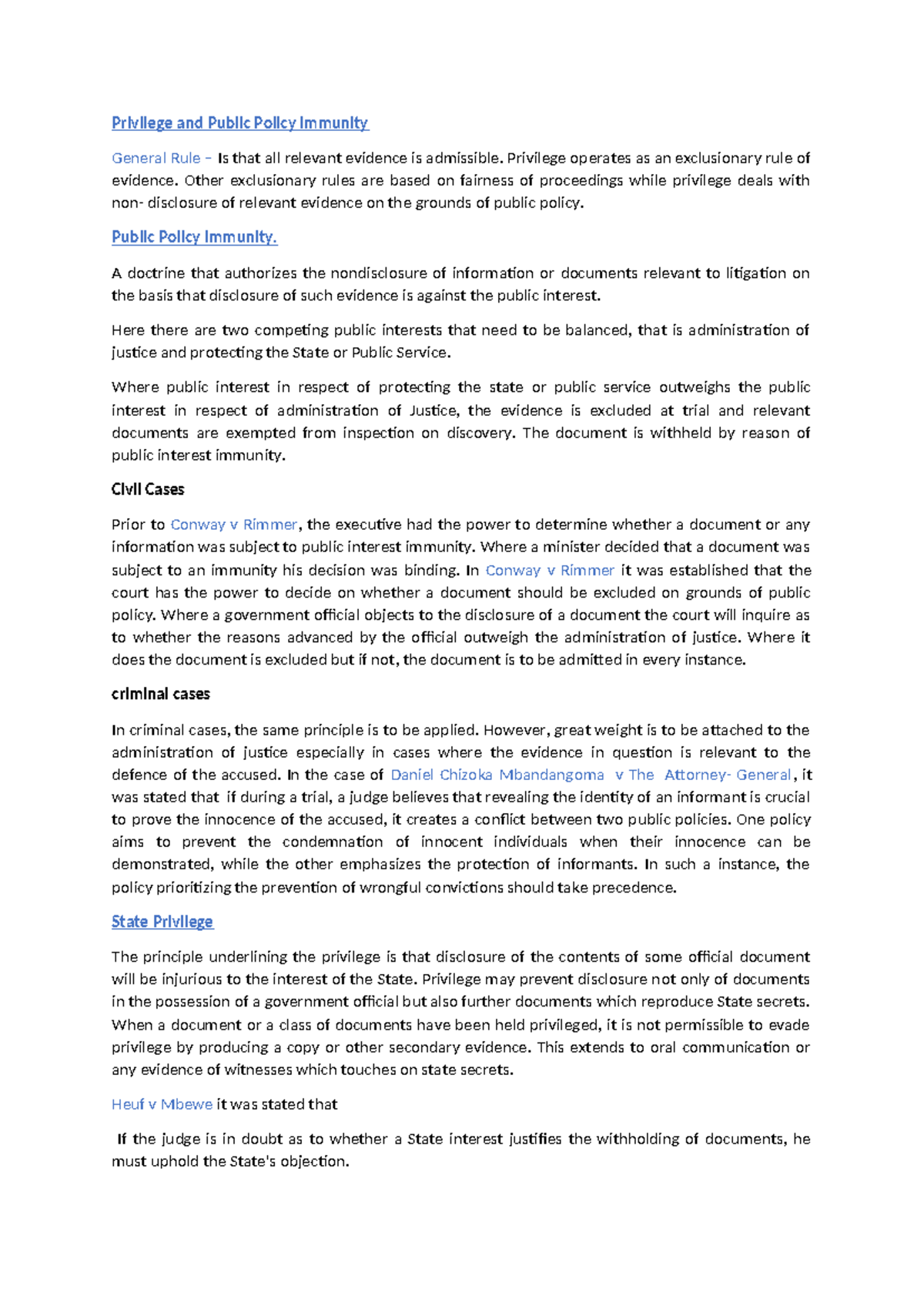 Cases on Privilege & Public Policy Immunity: Balancing Justice & State ...