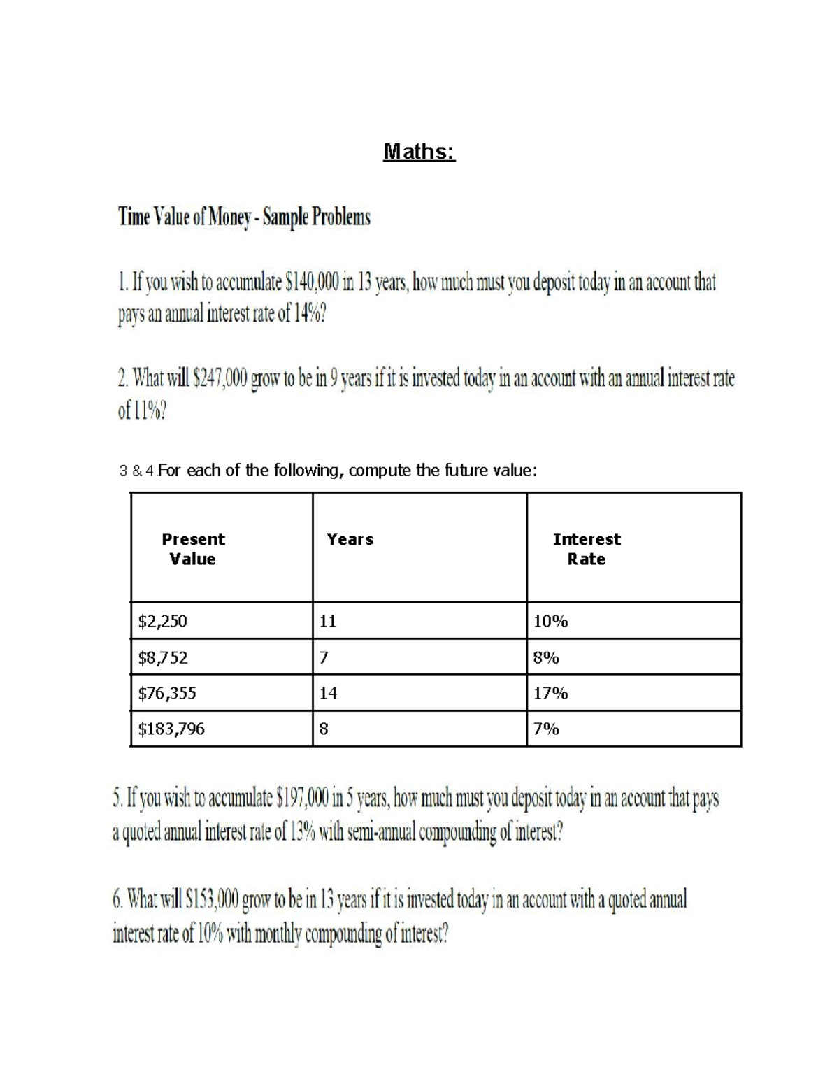 Maths: 3 4 - Future Value Calculations for Present Values - Studocu