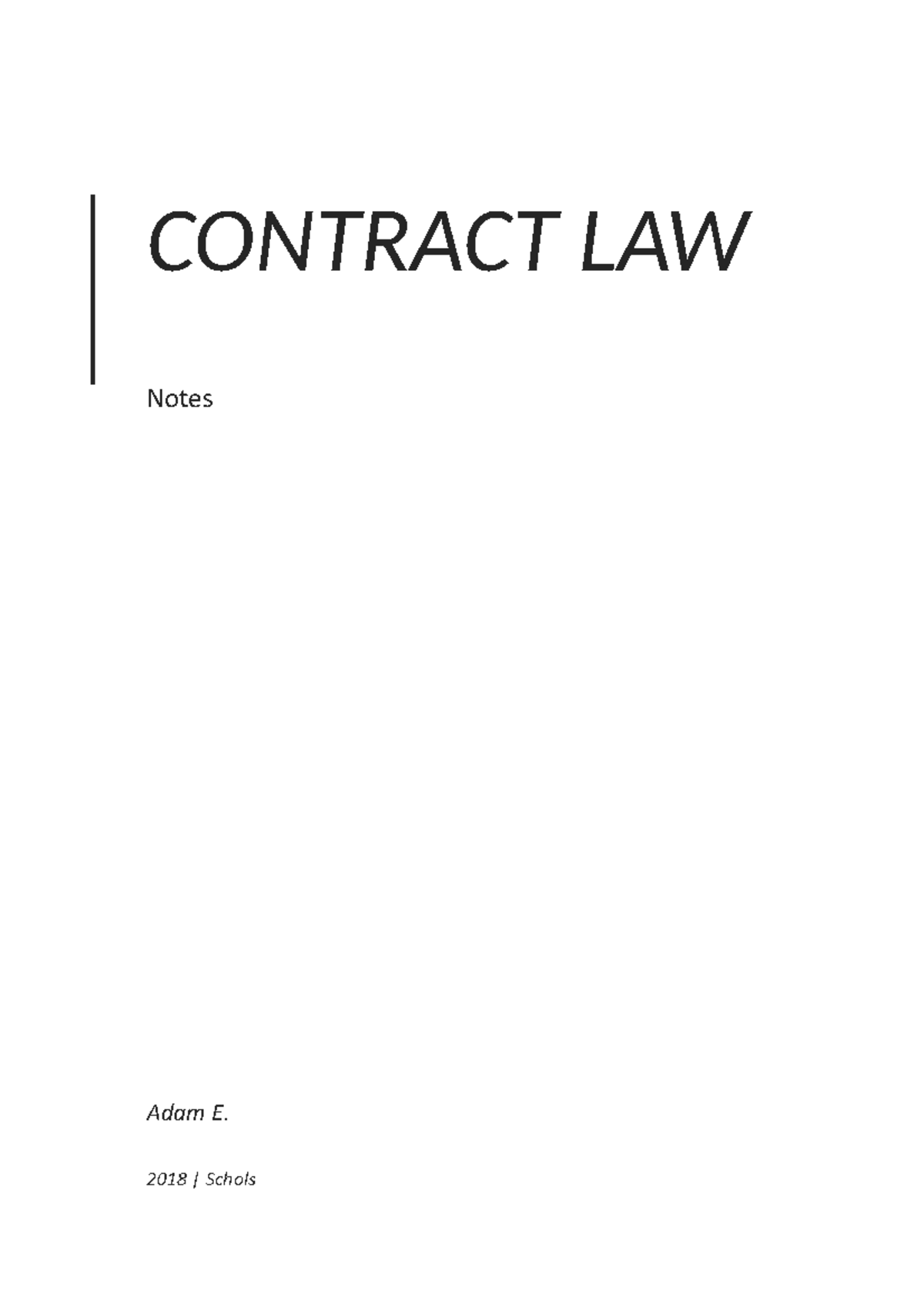 CONTRACT LAW - Schols Notes (2018) on Offer and Acceptance - Studocu