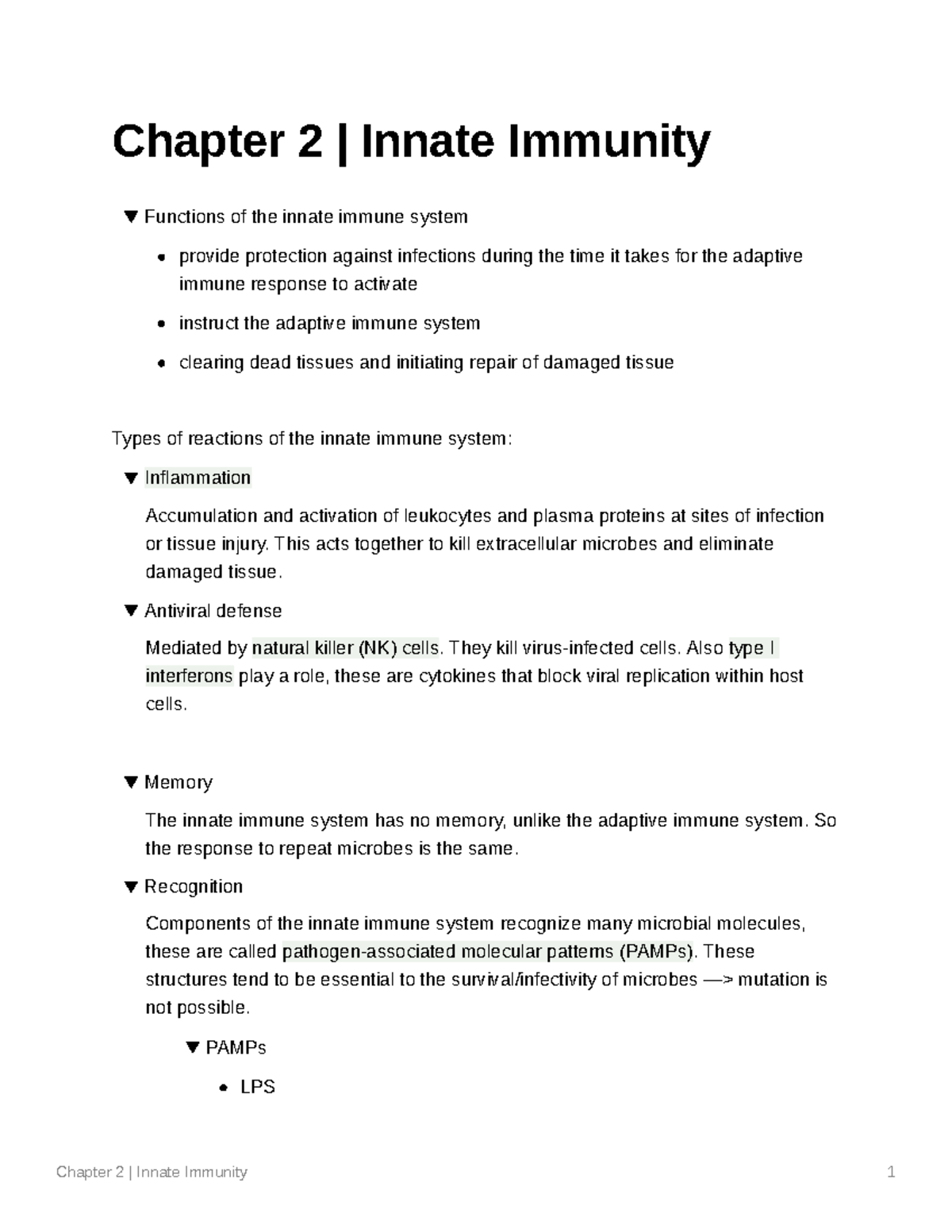 Chapter 2: Overview of Innate Immunity Mechanisms and Functions ...