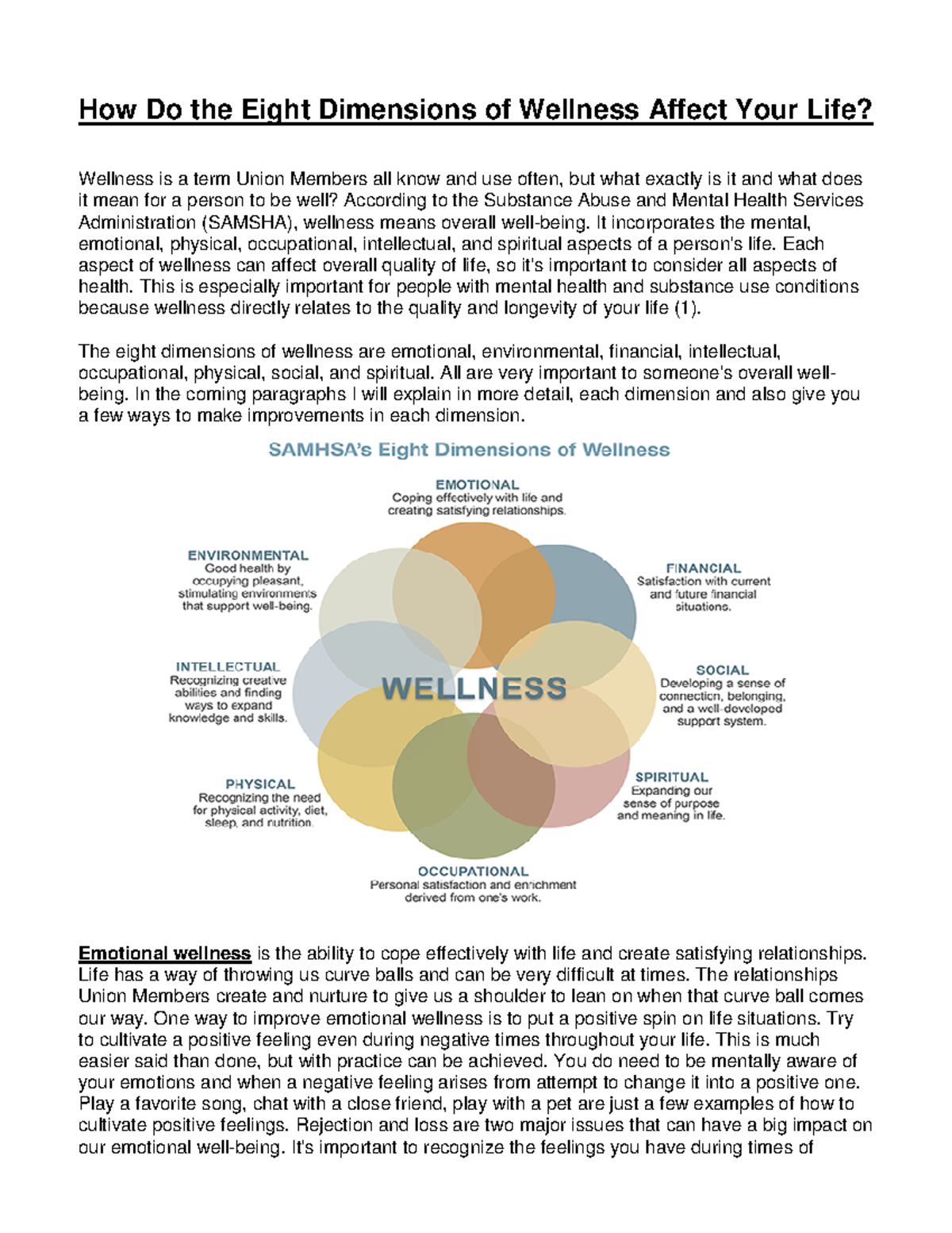 New Eight Dimensions of Wellness AND HEALTH - How Do the Eight ...