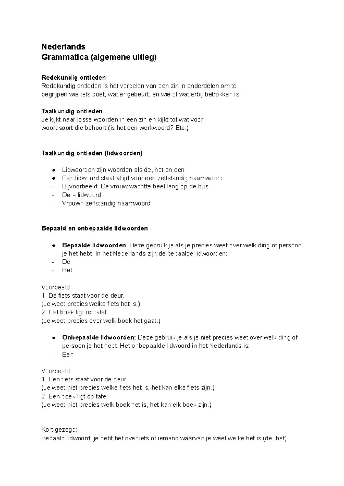 Nederlands Grammatica: Algemeen Overzicht van Zinsstructuren en ...