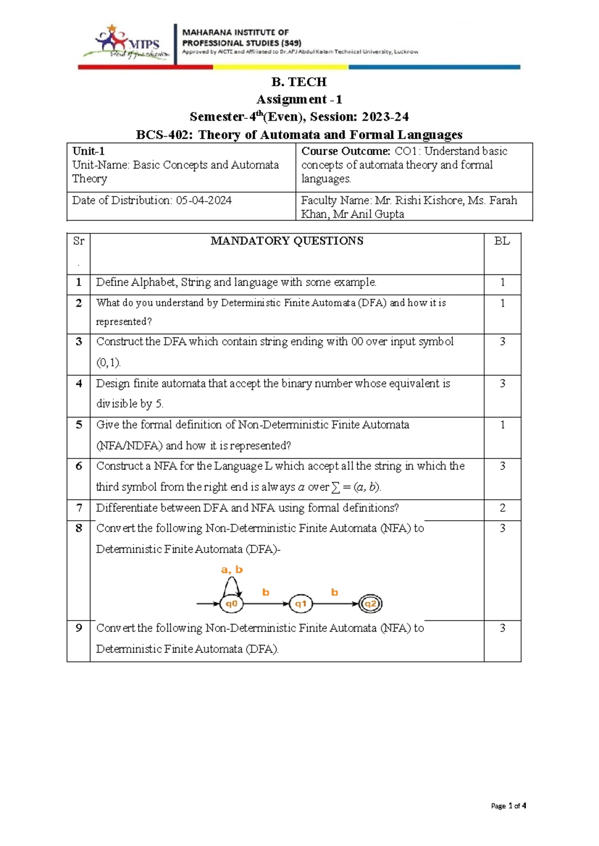 Data Analytics Unit 1 Notes - B.Tech CSE Semester V (Course Code: DA101 ...