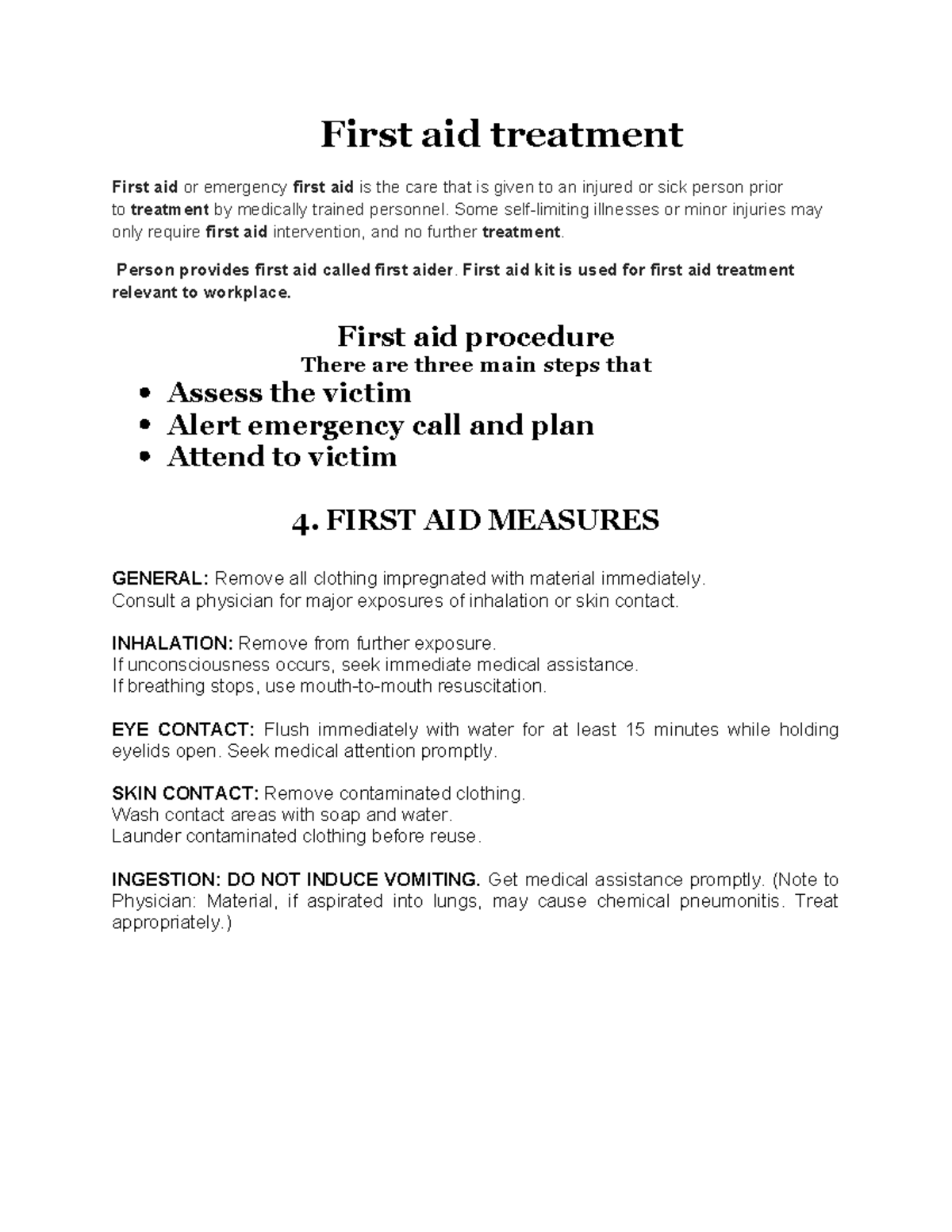 First aid - Nothing special - First aid treatment First aid or ...