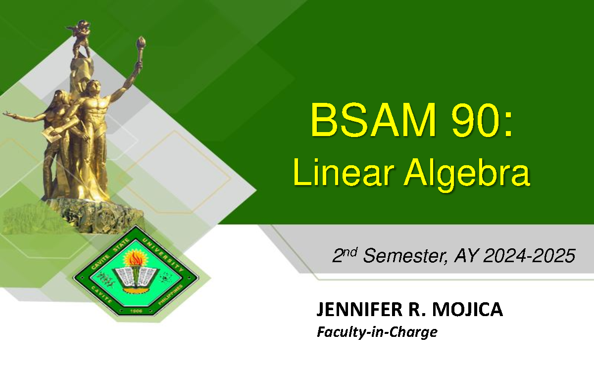 BSAM 90: Chapter 1 - Linear Equations and Matrices Overview - Studocu