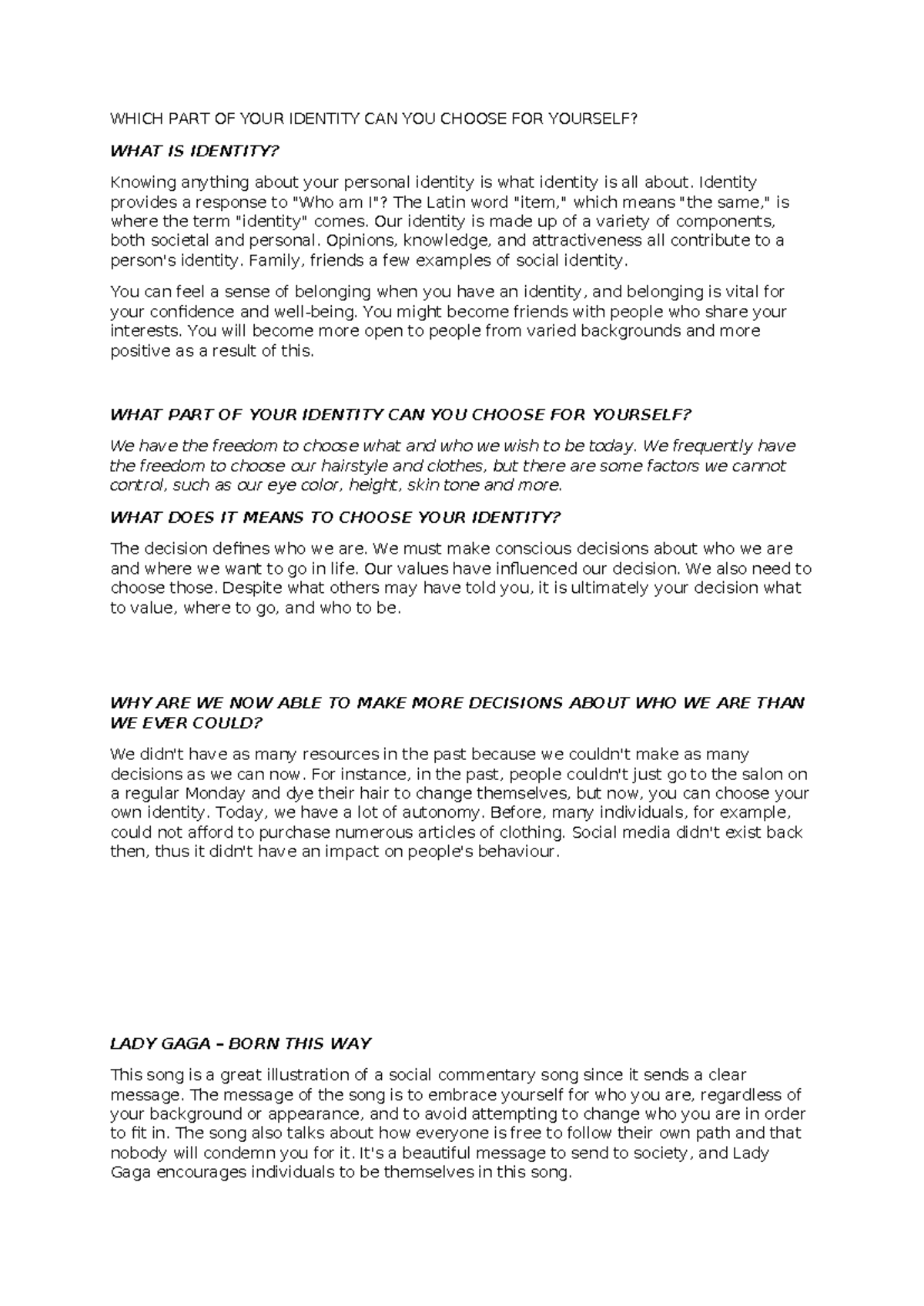 Identity - essay om identitet - WHICH PART OF YOUR IDENTITY CAN YOU ...