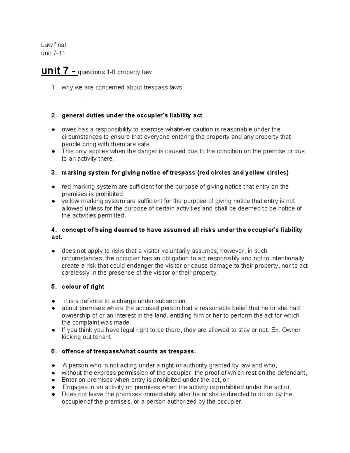 Law Final Exam Review: Units 7-9 Overview and Key Concepts - Studocu