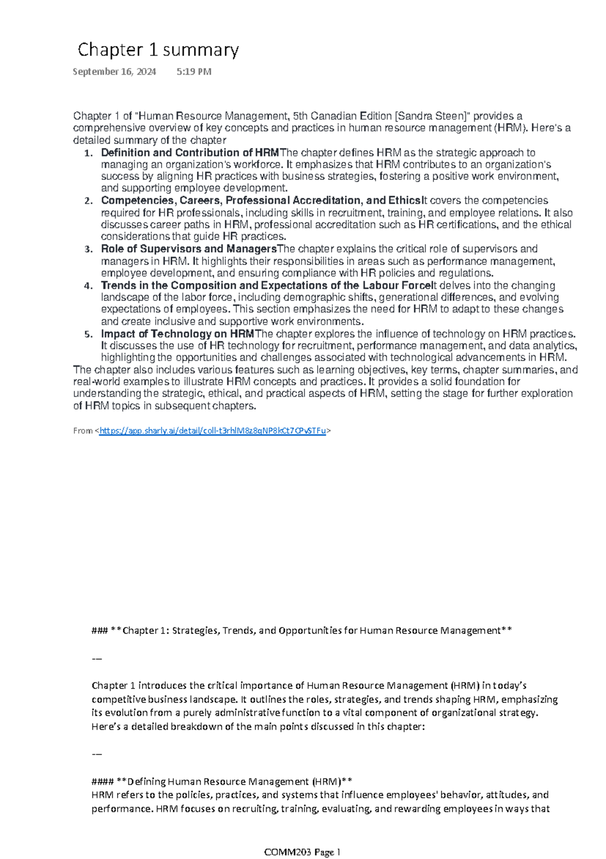 HRM 101: Summary of Chapter 1 - Key Concepts & Strategies - Studocu