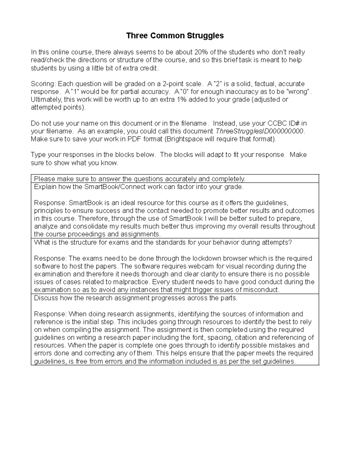 CCBC Course: Extra Credit on Three Common Struggles in Online Learning ...