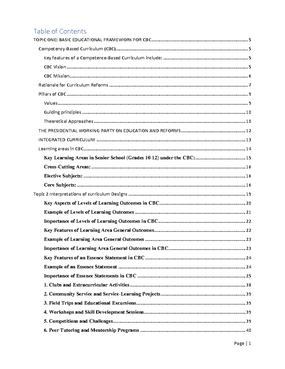 BEM1108: Comprehensive Overview of CBC Educational Framework - Studocu