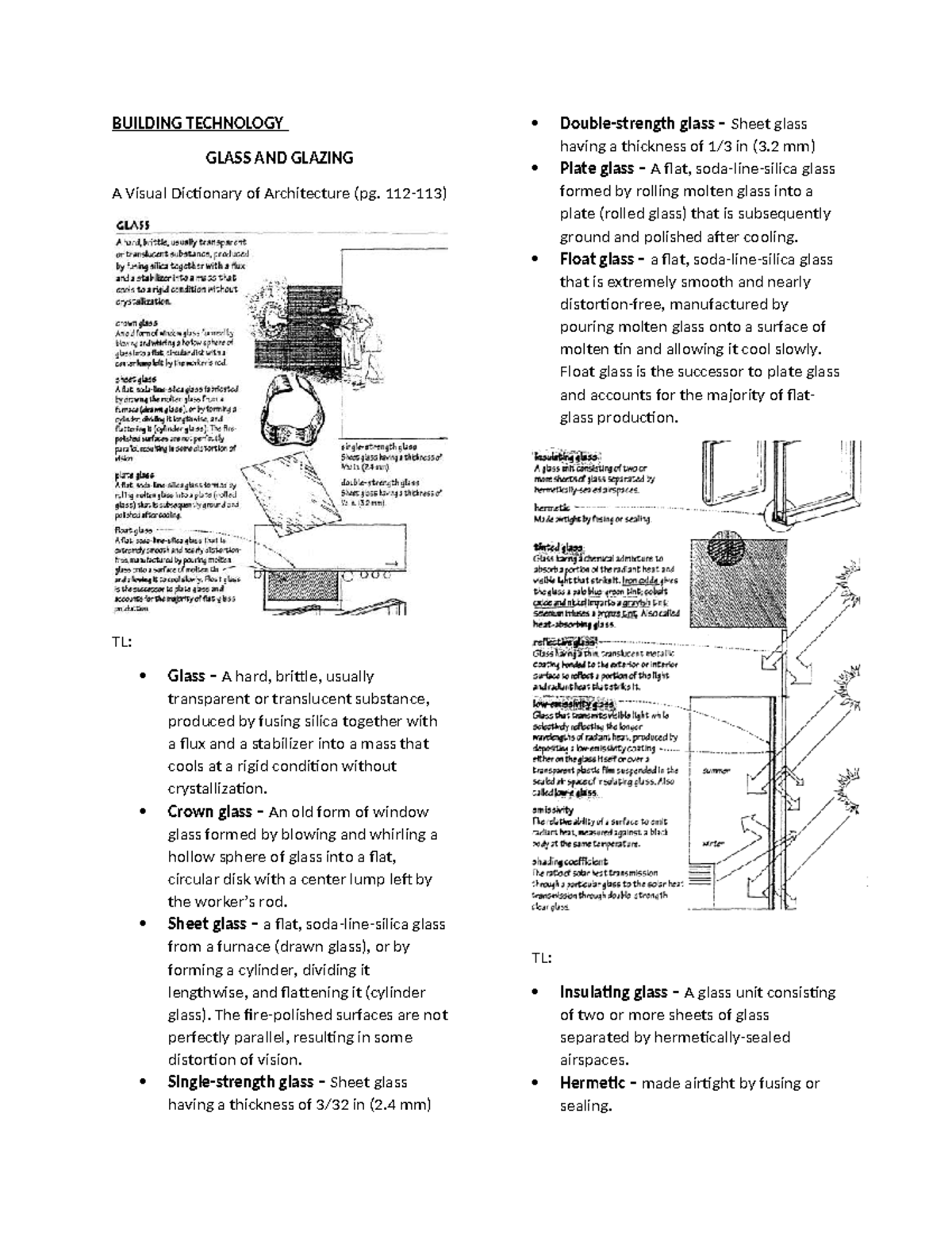 Building Technology 2: Glass and Glazing Visual Dictionary - Studocu