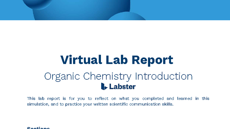 Organic Chemistry Lab Report: Virtual Simulation Insights - Studocu