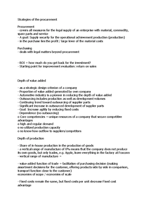 Procurement Management - Study Notes & Assignments - Studocu