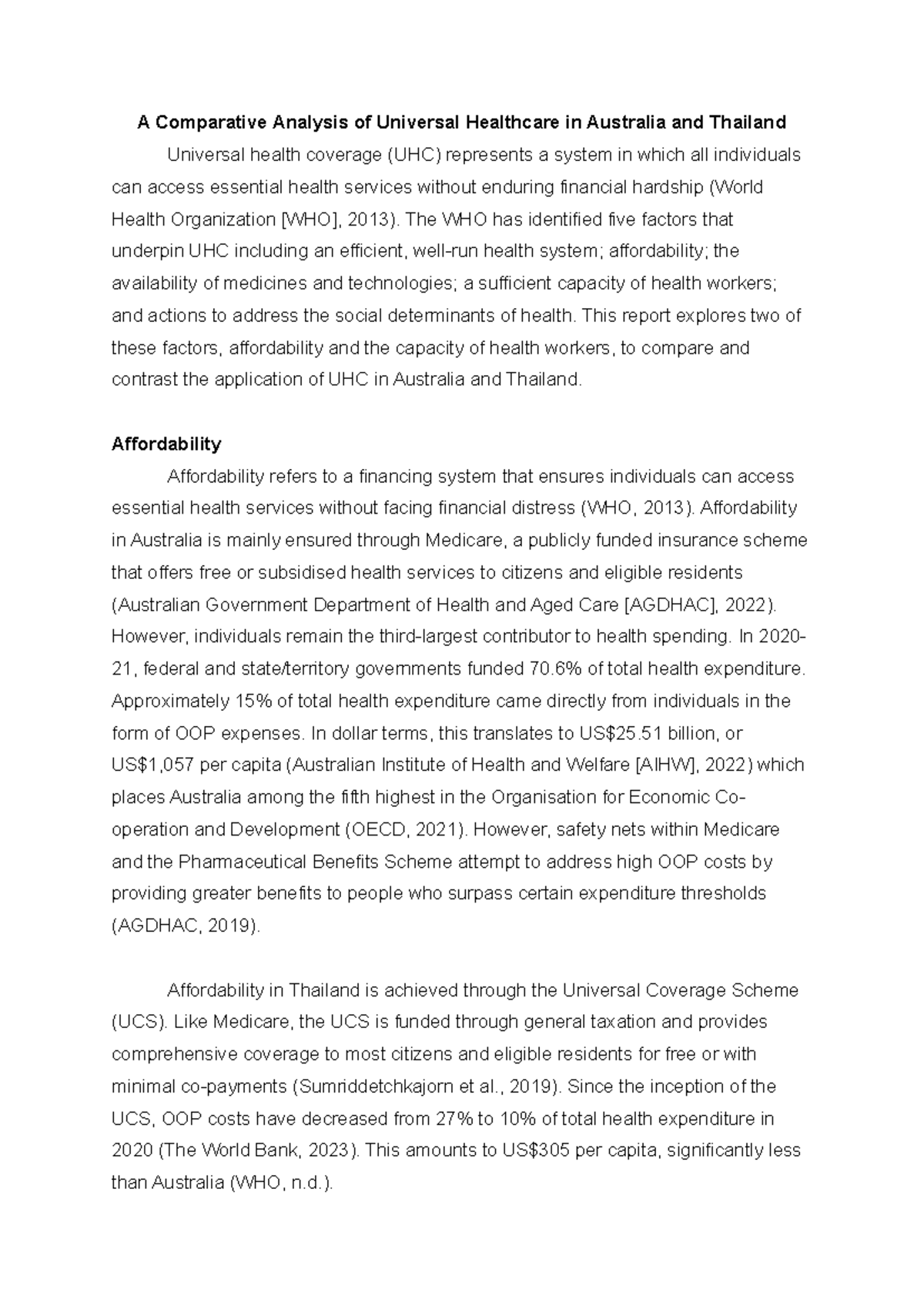 A3 - Comparative Analysis of Universal Healthcare: Australia vs ...