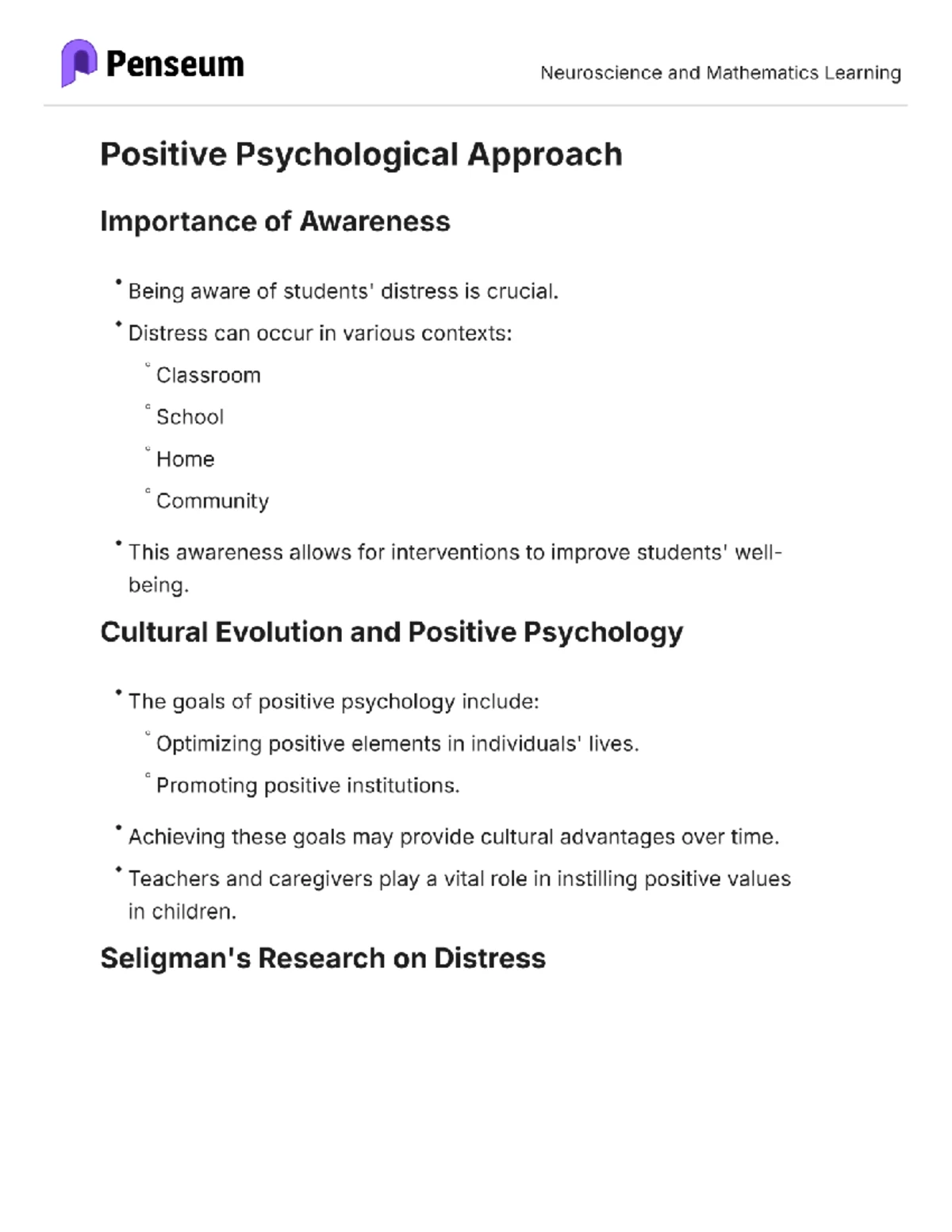 Positive Psychology in Education: Insights and Impacts (Unit 1) - Studocu