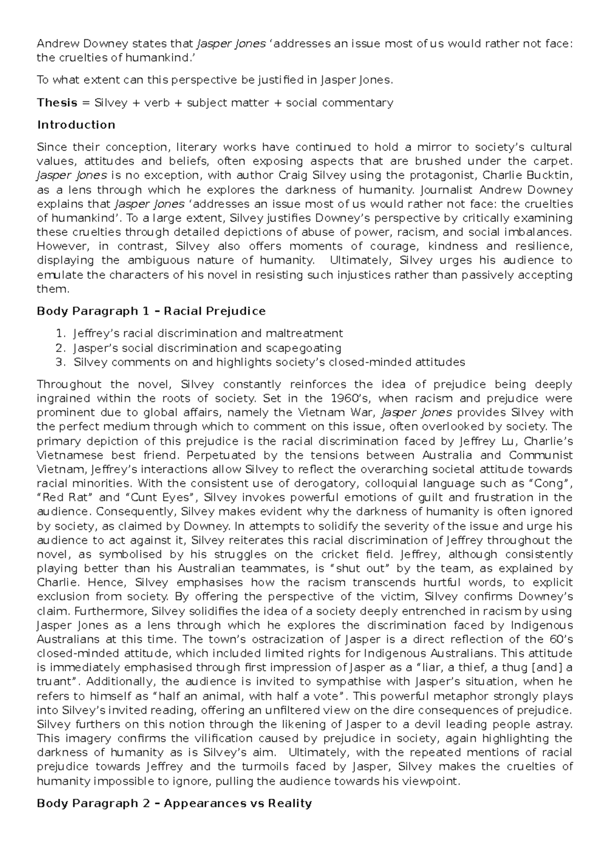 [FIA1] - Final Exam Essay Notes on Social Commentary in Jasper Jones ...