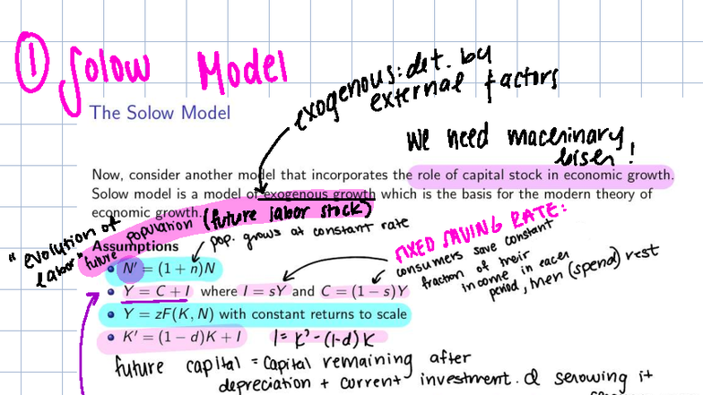 ECON 101: Solow Model Lecture Notes & Practice Material - Studocu