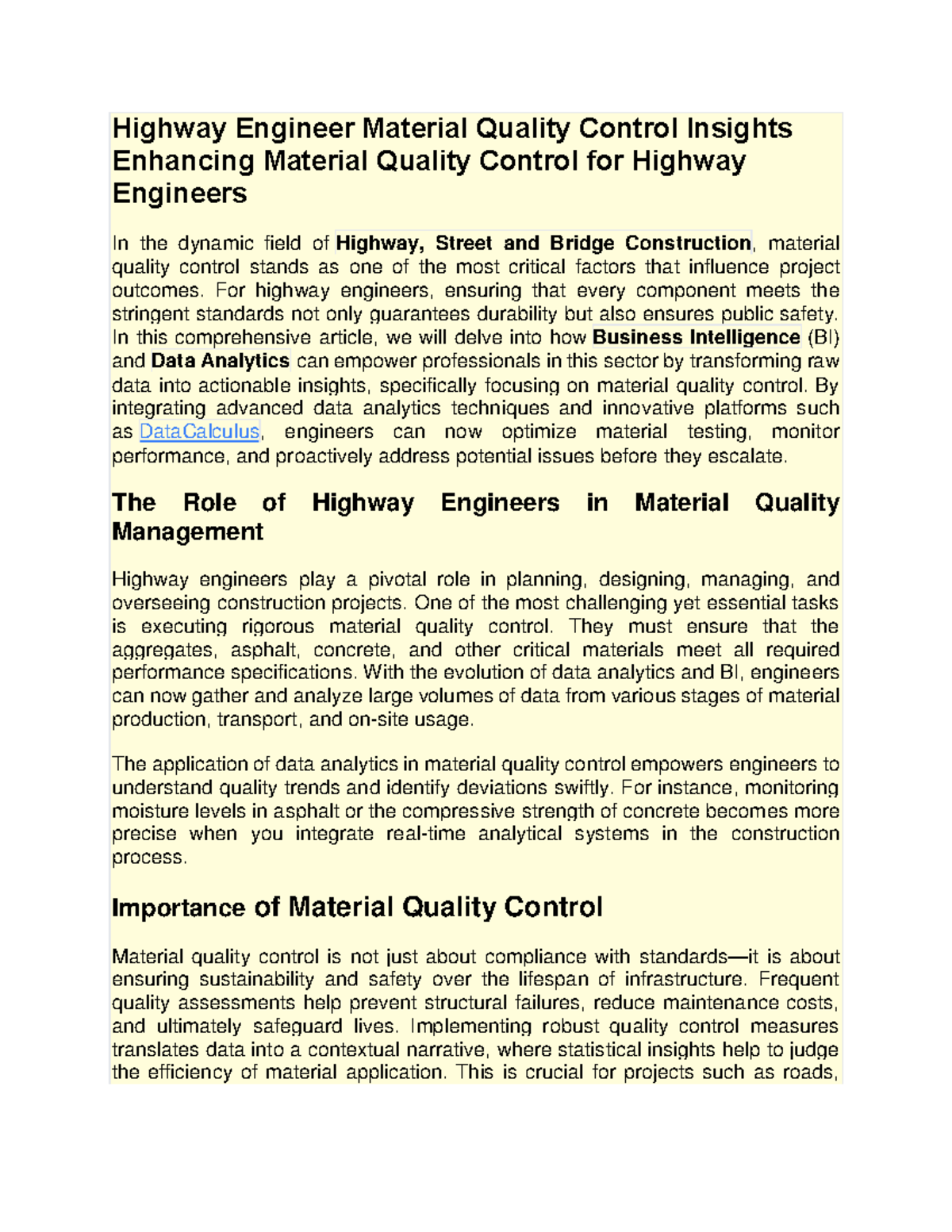 Highway Engineering: Material Quality Control Insights and Strategies ...