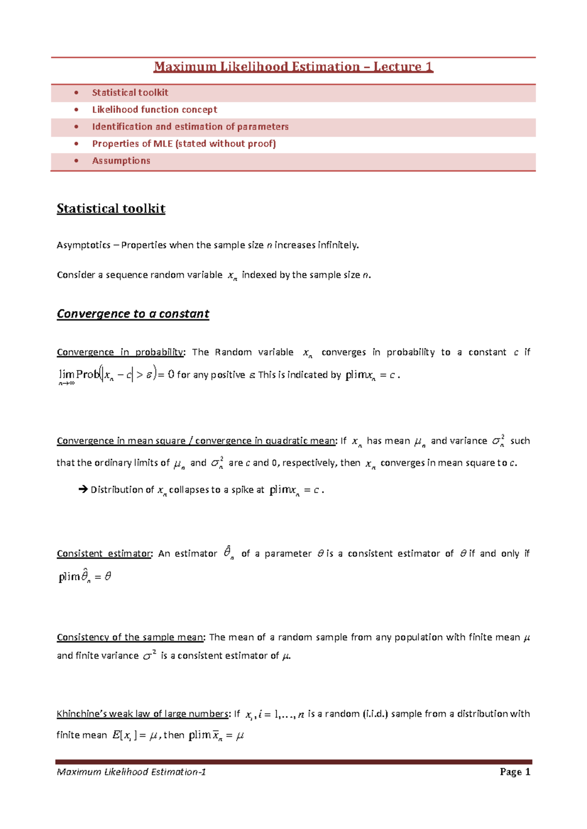 L02-MLE 1: Lecture on Maximum Likelihood Estimation Concepts and ...