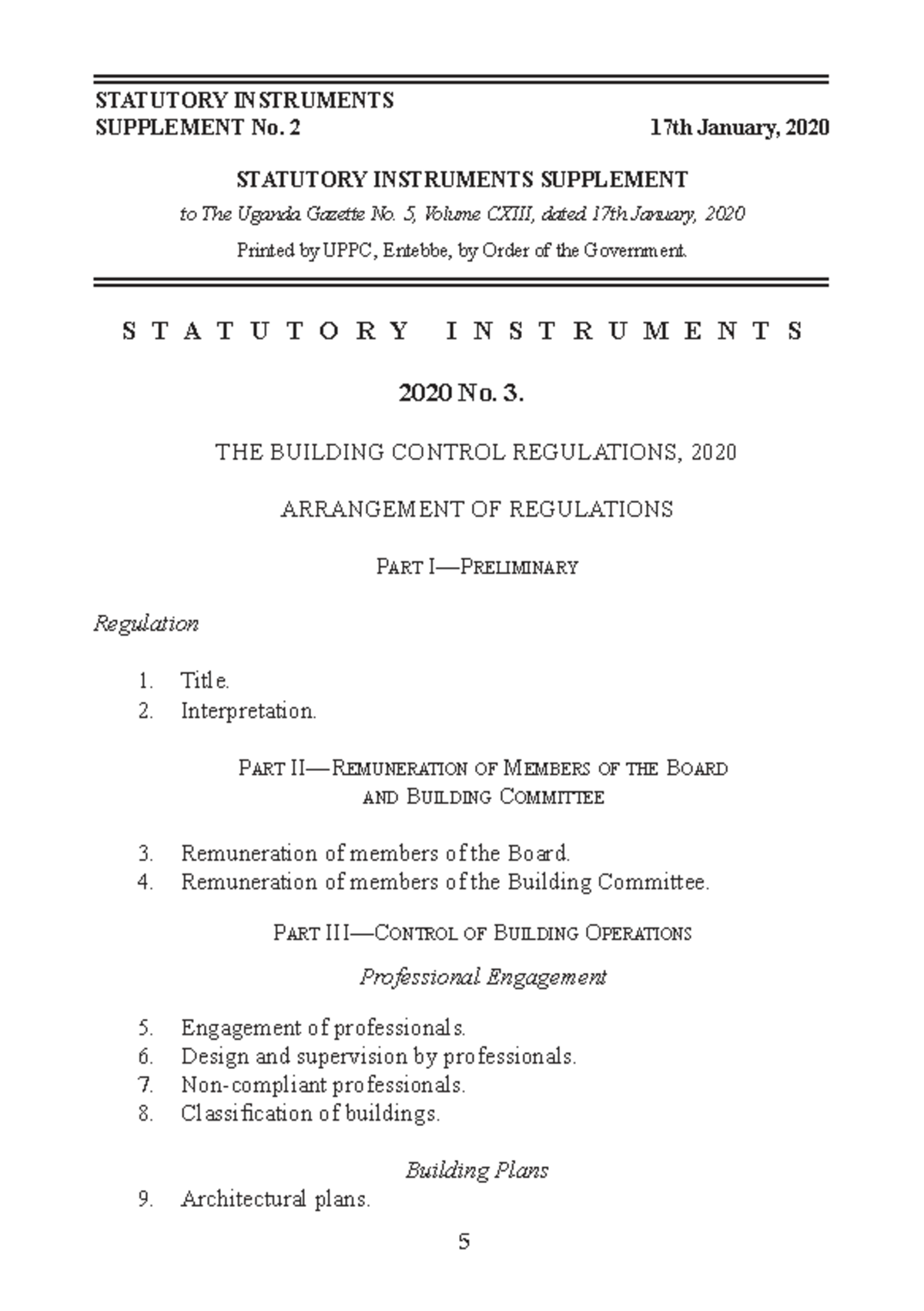 Building Control Regulations 2020 - Statutory Instruments Supplement No ...