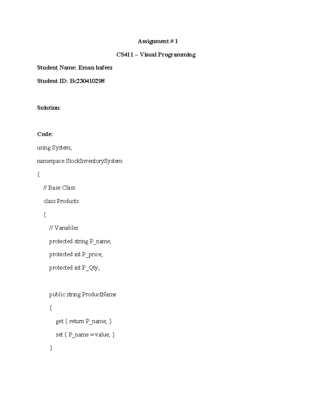 CS411 Assignment 1: Visual Programming Solutions and Code - Studocu