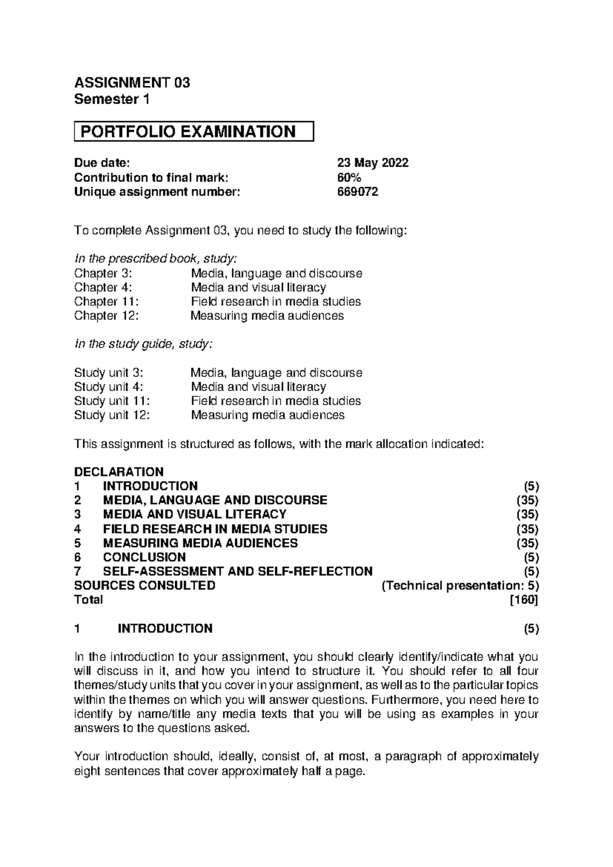 COM3703-2022-S1- Detailed Guide for Portfolio Examination - Studocu