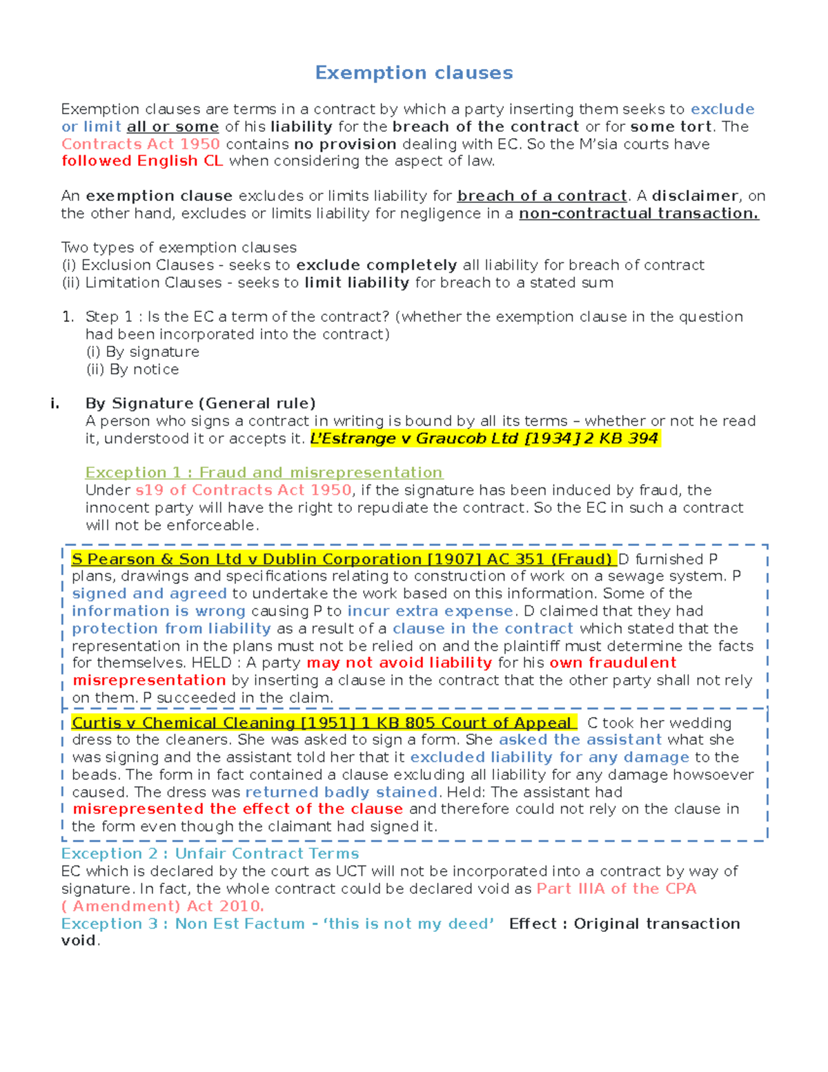 Exemption Clauses in Malaysian Contract Law - Legal Overview and Cases ...