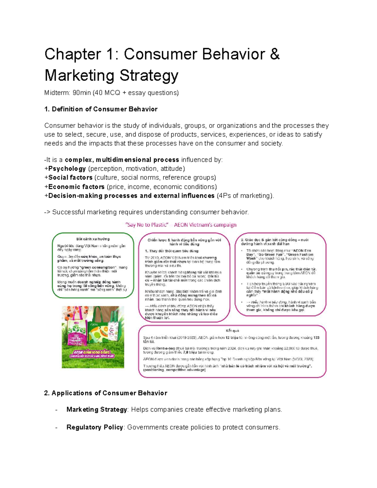 CB - Midterm: Consumer Behavior Marketing Strategy Summary & Guidelines ...