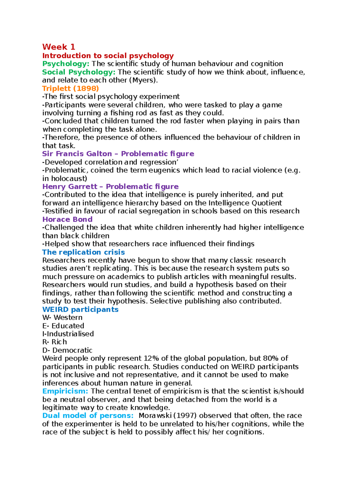 Exam Notes for PSYC1004: Introduction to Social Psychology - Studocu